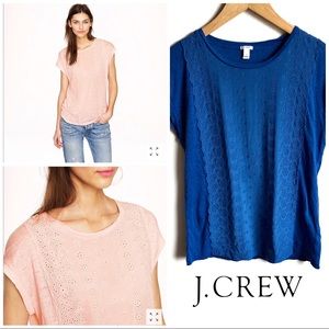 J. Crew Blue linen and silk t-shirt